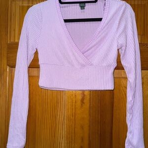 wild fable Lilac Ribbed Wrap Crop Top